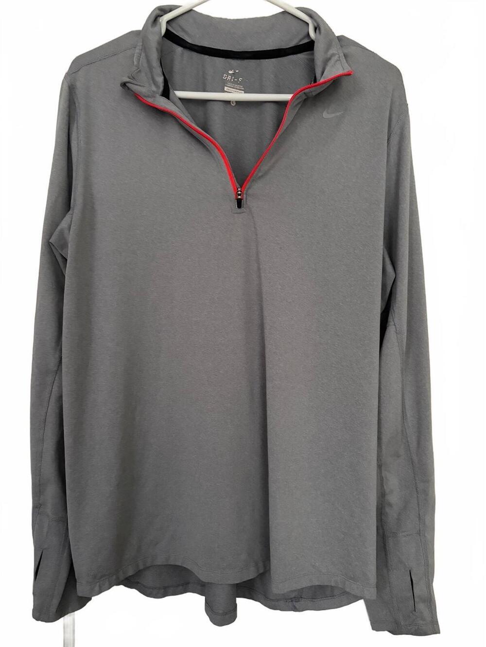 Nike Dri-Fit Gray Long Sleeve 1/4 Quarter Zip Pullover Size Large